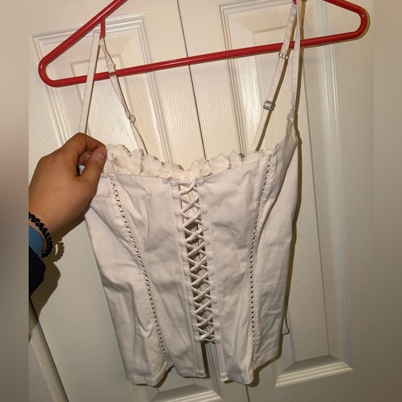 Victoria's Secret Other - 🔴White Lace-Trim Corset Tank Top